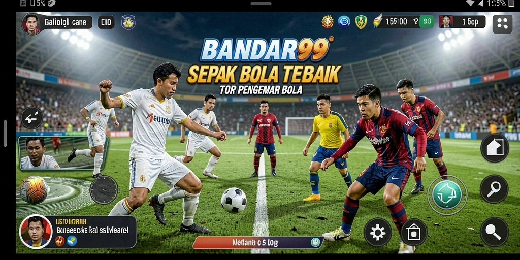 Tampilan gameplay menarik di BANDAR99 dengan aksi sepak bola yang seru.