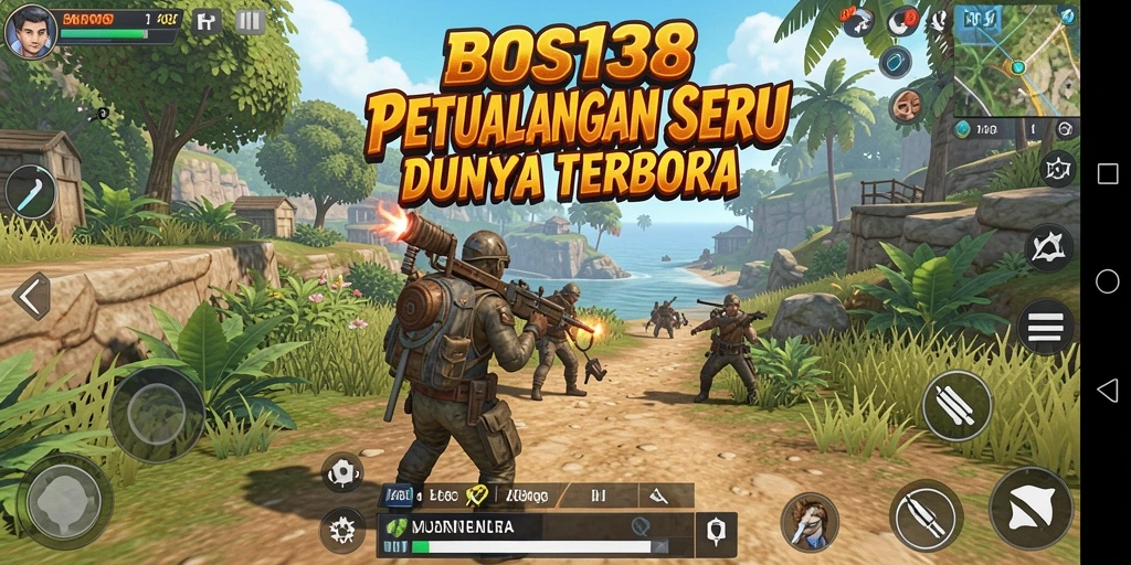 Screenshot menampilkan aktivitas menjelajahi dunia terbuka BOS138.
