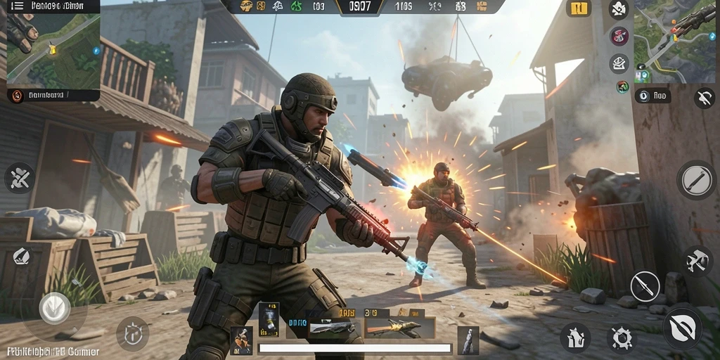 Tampilan gameplay menegangkan dalam C0077 di medan perang.