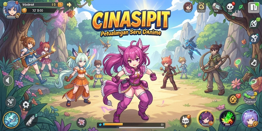 Screenshot gameplay CINASIPIT dengan karakter anime menarik.