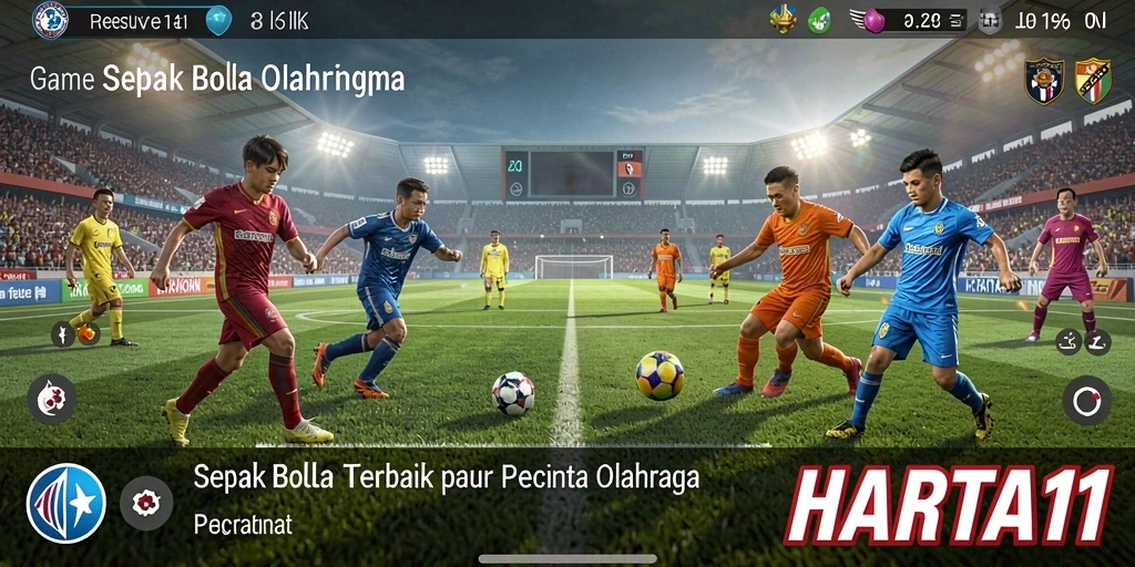 Screenshot HARTA11 menampilkan main sepak bola yang sangat seru dan mendebarkan.