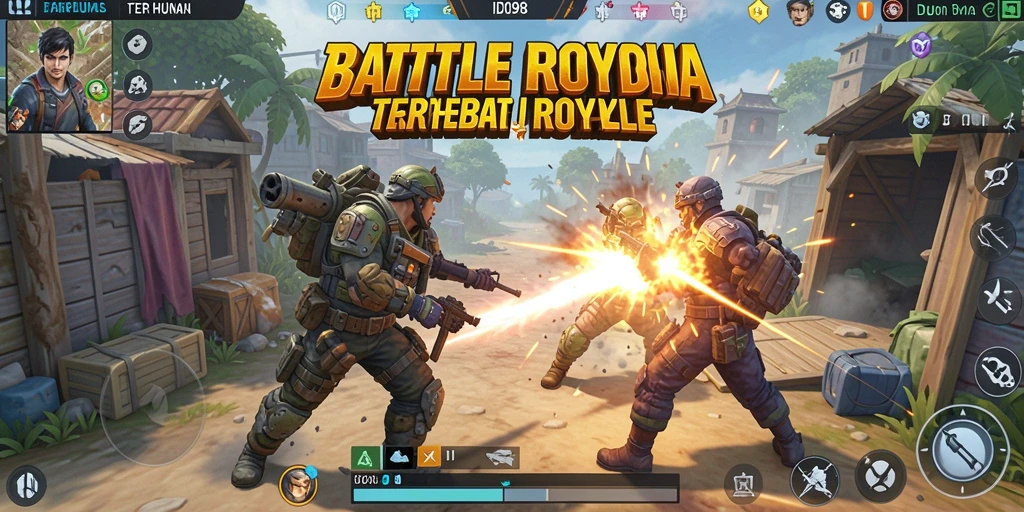 Screenshot menunjukkan pertandingan intens di dunia <strong>ID098</strong> Battle Royale.