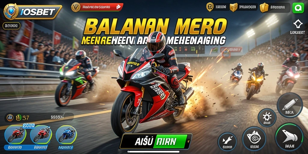 Gameplay <strong>IOSBET</strong> menampilkan aksi balap motor yang menegangkan dan seru.