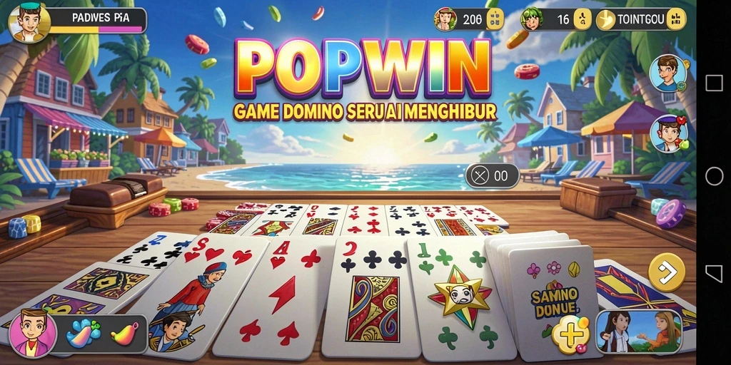 Tampilan utama gameplay Domino di POPWIN yang seru dan menarik.