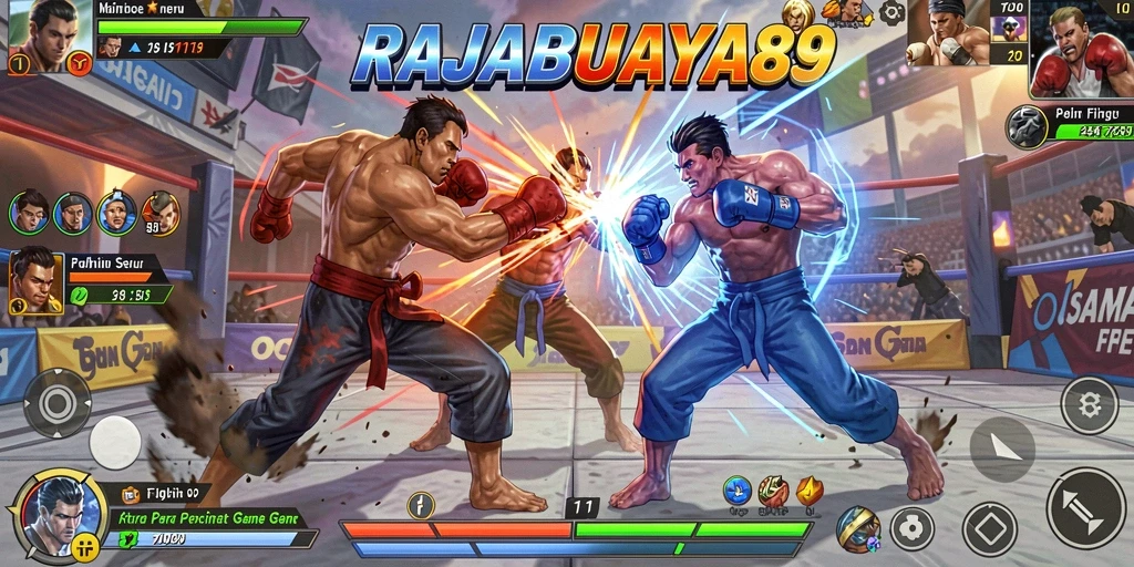 Screenshot gameplay RAJABUAYA89 menampilkan aksi pertarungan yang mendebarkan.