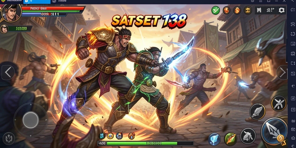 Screenshot gameplay SATSET138 menampilkan pertarungan seru antar karakter.