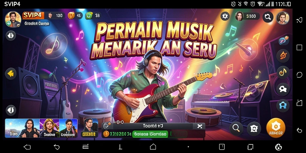 Tampilan gameplay SVIP4 dengan fitur karaoke yang interaktif.