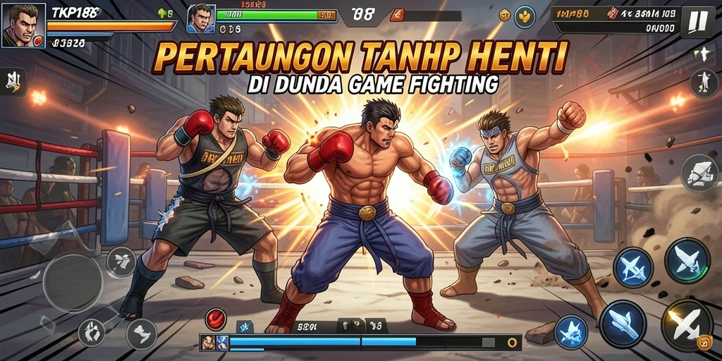 Tampilan gameplay pertarungan seru dari TKP188 dengan karakter unik.