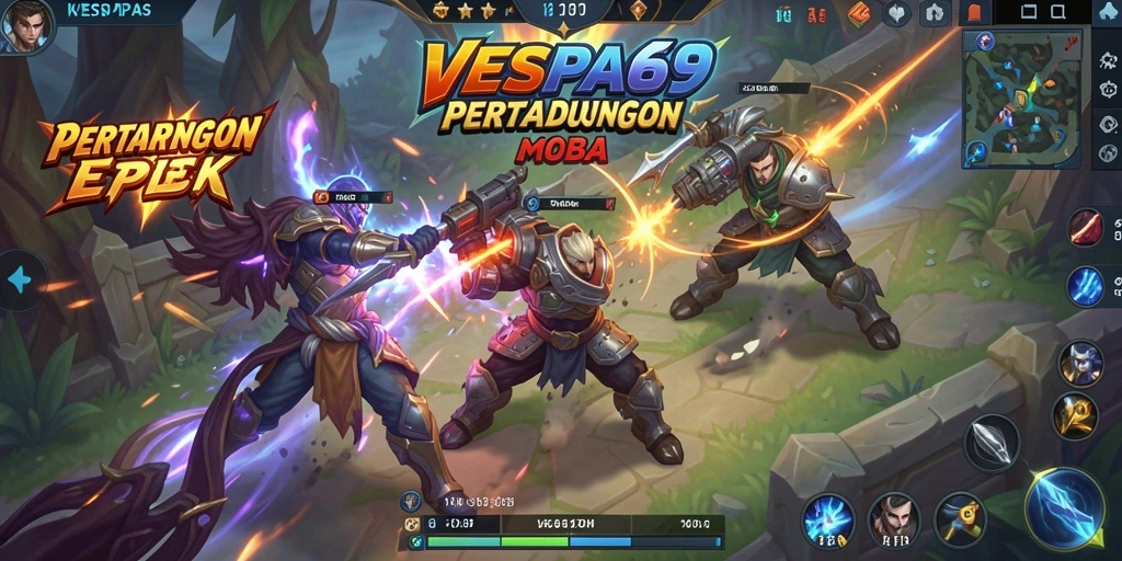 Tangkapan layar VESPA69 menunjukkan aksi pertarungan intens di arena MOBA.